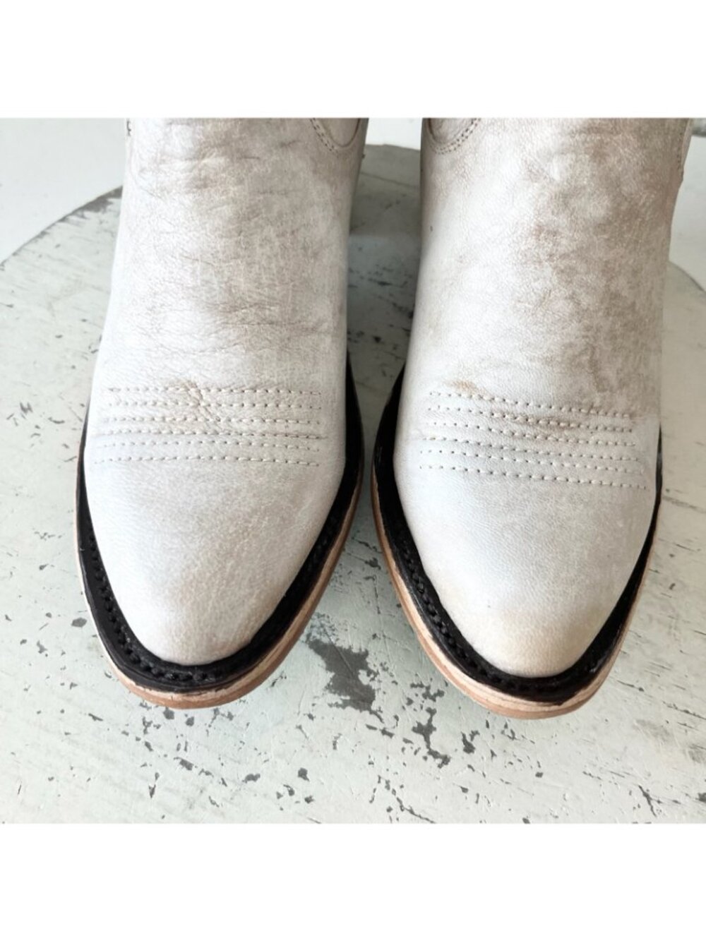 Lane MONICA Knee High White Cowboy Boots Womens 6.5 Western Cowgirl Lace Up Tall - Picture 6 of 11